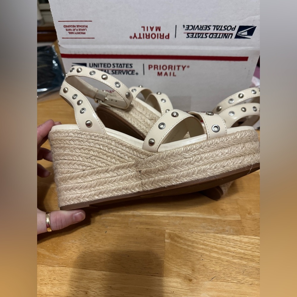 Vince Camuto, size 7-1/2 M wedges, beige color. - Picture 6 of 12